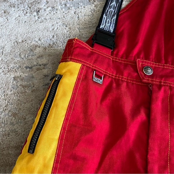Spyder Vintage Ski Bibs Snow Pants Thinsulate Insulated Retro Red Yellow: 14 - Picture 4 of 14